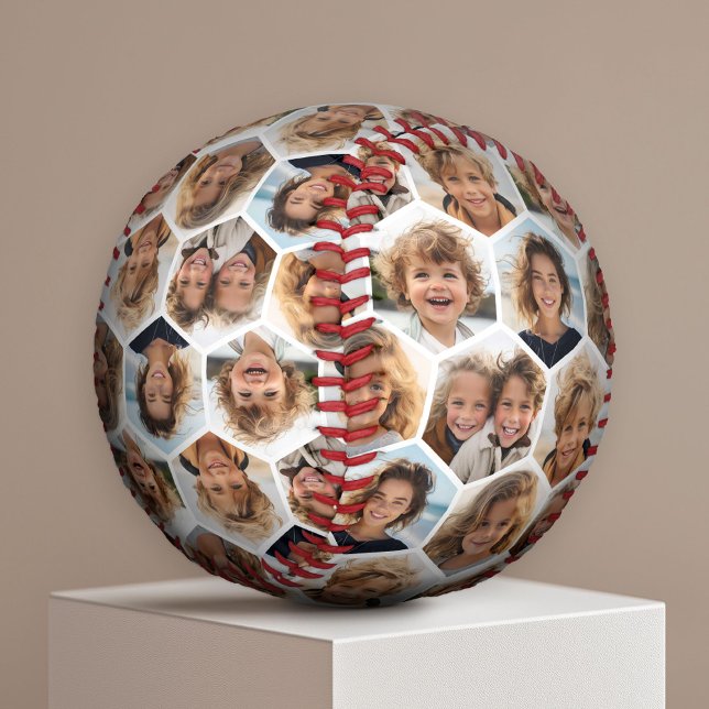 Balle De Baseball 5 Photo Collage Honeycomb Motif BE Patient (Custom Photo Baseball)