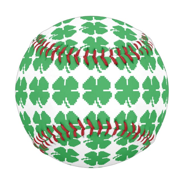 Balle De Baseball 8 bits Pixel Lucky Four Leaf Clocher (Devant)