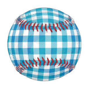 Balle De Baseball à damiers Buffalo Plaid bleu et blanc