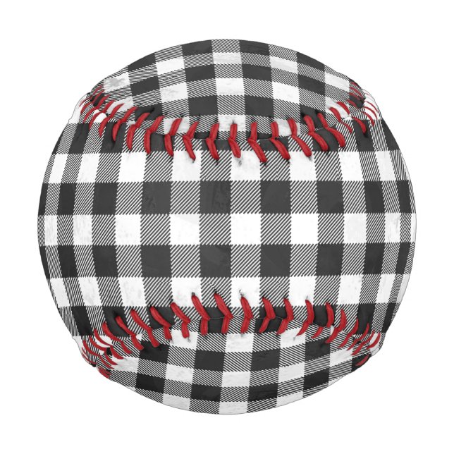 Balle De Baseball à damiers Plaid Noir Et Blanc (Dos)