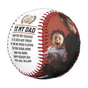 Balle De Baseball À Mon Père Message Personnalisé Photo Bonne Fête d