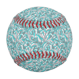 Balle De Baseball Abat-jour à motif floral continu gris aqua mignon