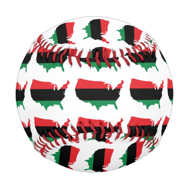 Balle De Baseball Afro-Américain _ Couleurs rouge, noir et vert (Devant)
