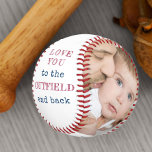 Balle De Baseball Aimez-vous à l'extérieur et le dos photo blanc<br><div class="desc">Baseball blanc personnalisé avec deux photos et belle citation de baseball des enfants. Le texte dit "aimez-vous à l'extérieur et à l'arrière" et est écrit en texte éclos et en texte de machine à écrire. Le modèle photo est mis en place pour que vous puissiez ajouter vos photos et l'année....</div>
