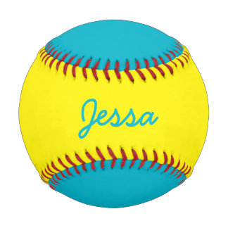 Balle De Baseball Ajouter le nom Custom Aqua Blue and Yellow Basebal