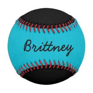 Balle De Baseball Ajouter le nom Custom Black et Aqua Blue Baseball