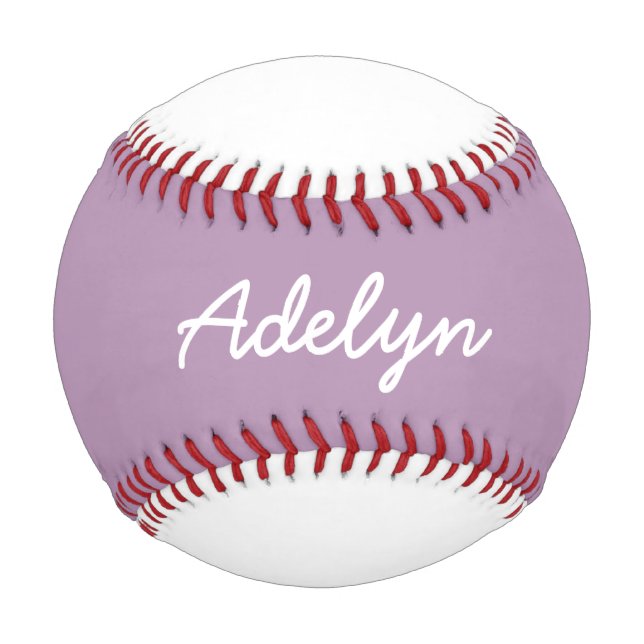 Balle De Baseball Ajouter le nom Custom White and Lavender Baseball (Devant)