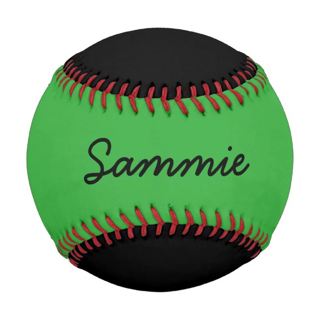 Balle De Baseball Ajouter un nom Custom Black and Green Baseball (Devant)