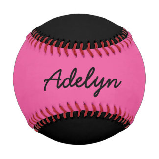 Balle De Baseball Ajouter un nom Custom Black and Pink Baseball