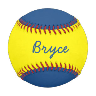 Balle De Baseball Ajouter un nom Custom Blue and Yellow Basball