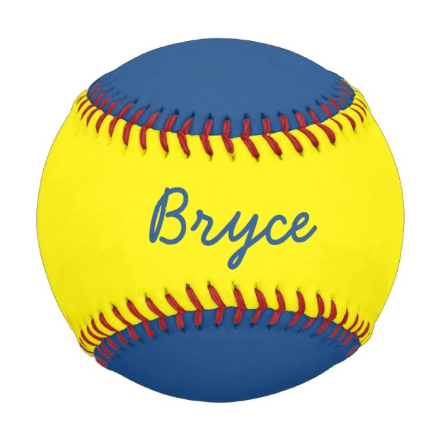 Balle De Baseball Ajouter un nom Custom Blue and Yellow Basball (Devant)