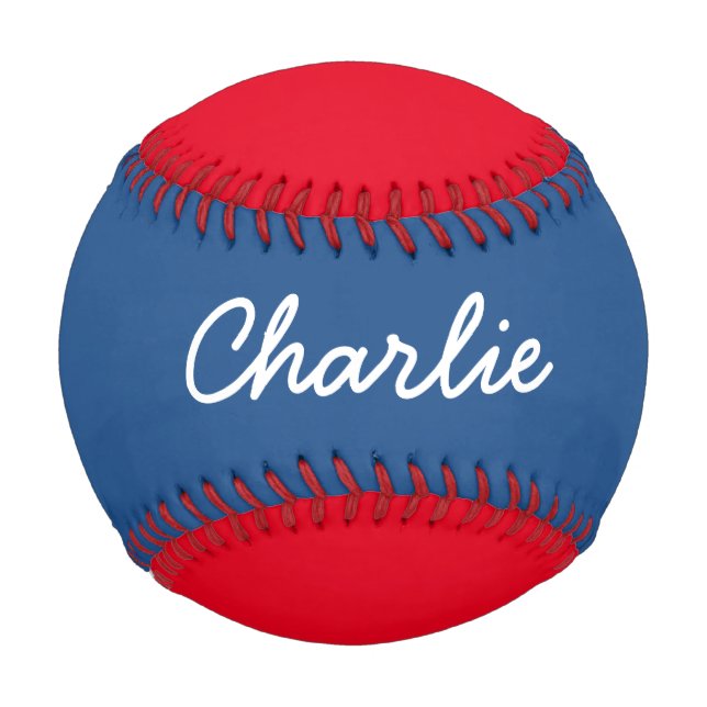 Balle De Baseball Ajouter un nom Custom Red and Blue Baseball (Devant)