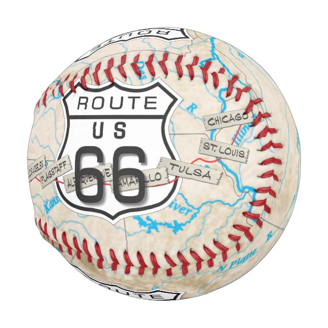 Balle De Baseball ajouter vos photos rt 66 baseball (Dos Gauche)