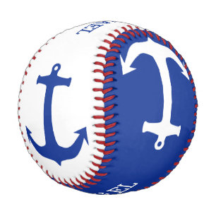 Balle De Baseball Ancre bleu & blanc + votre nom