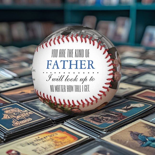 Balle De Baseball Anniversaire / Fête des pères cadeau de baseball p (Father's Day Photo Baseball You are the kind of father I will look up to no matter how tall I get)