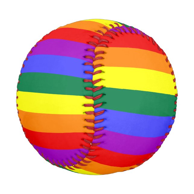 Balle De Baseball Aquarelle arc-en-ciel solide (Angle)
