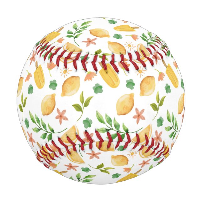 Balle De Baseball Aquarelle Citrons & Popsicles Baseball Fun été (Devant)