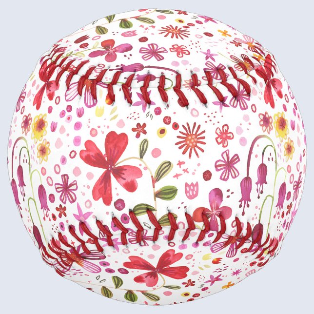 Balle De Baseball Aquarelle florale moderne (Modern watercolor floral baseball)