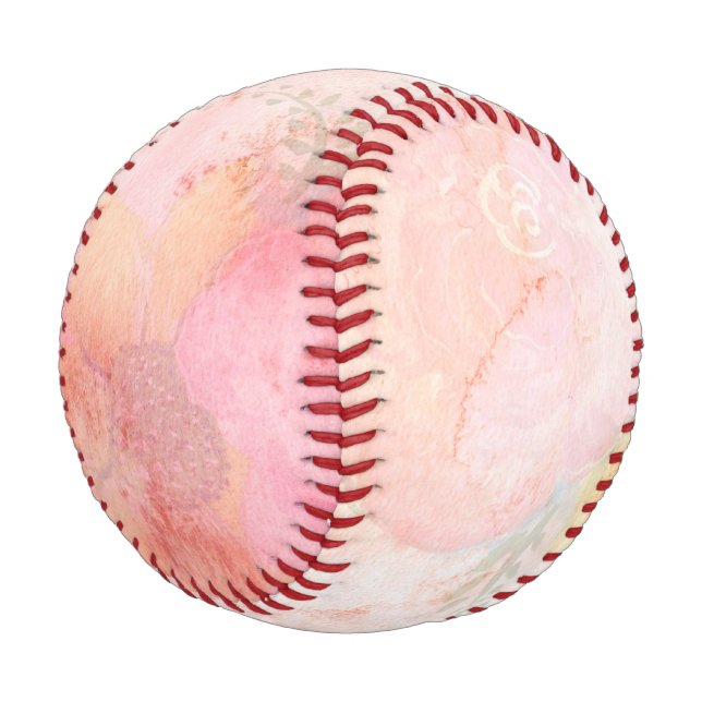 Balle De Baseball Aquarelle rose Arrière - plan floral (Angle)