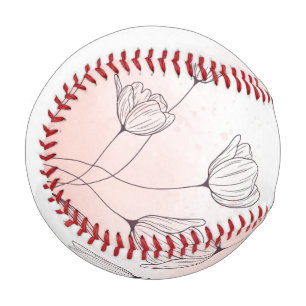 Balle De Baseball Aquarelle rose romantique Baseball floral - Élégan