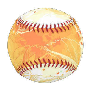 Balle De Baseball Aquarelle vectorielle Arrière - plan & Fleurs tro