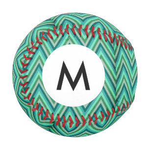 Balle De Baseball Arrière - plan à rayures Monogram Zig Zag