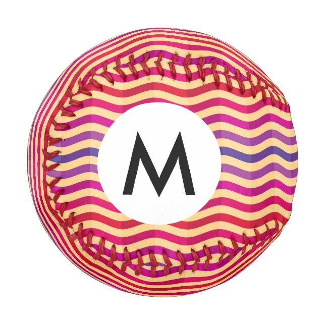 Balle De Baseball Arrière - plan avec rayures dans rétro 3 (Devant Gauche)