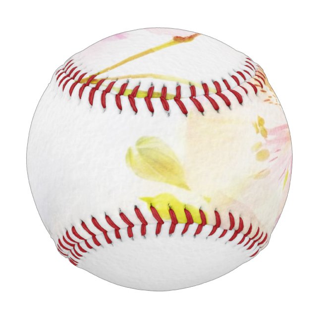 Balle De Baseball arrière - plan fleuri avec fleurs d'aquarelle (Devant)