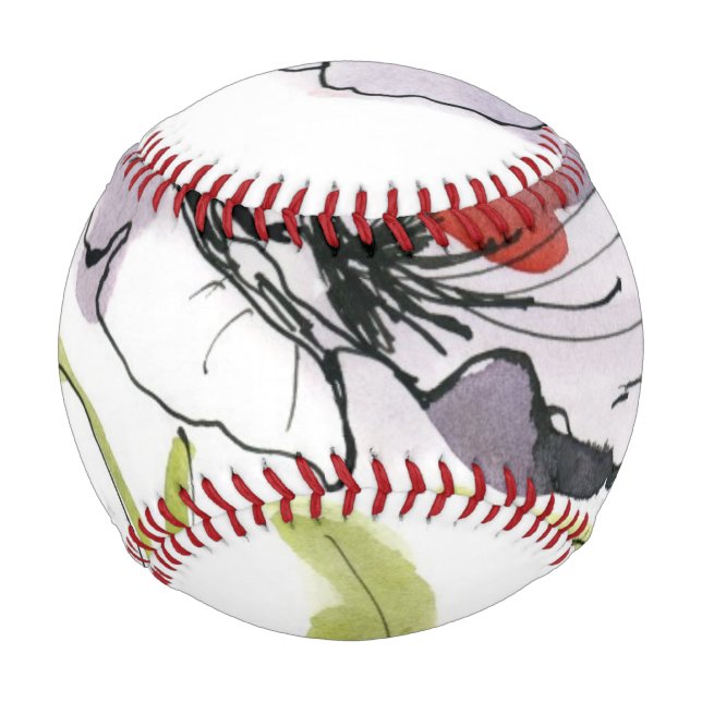 Balle De Baseball Arrière - plan floral peint Abstrait 3 (Devant)