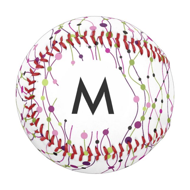 Balle De Baseball Arrière - plan point multicolore (Devant Gauche)