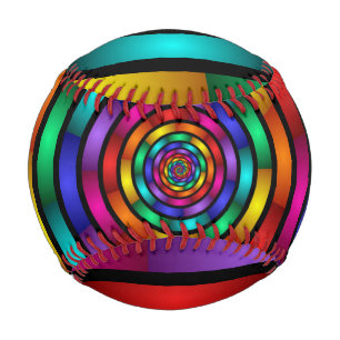 Balle De Baseball Arrondi et psychédélique coloré Art moderne fracta