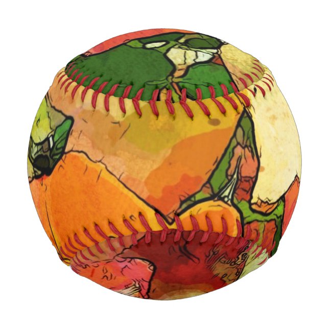 Balle De Baseball art floral vintage coloré arrière - plan 2 (Devant)