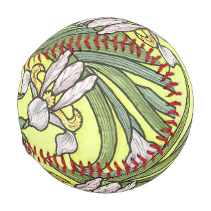 Balle De Baseball Art Nouveau Fleurs Iris Baseball Floral