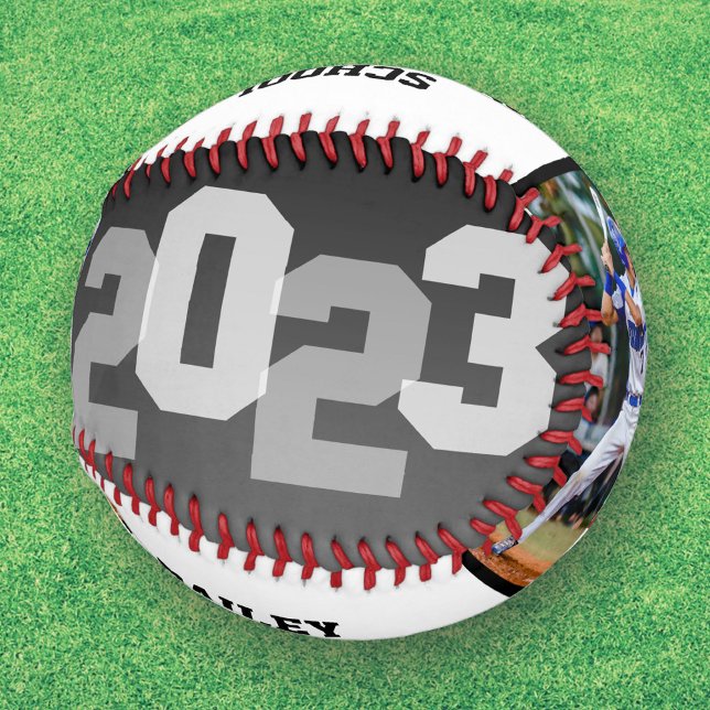 Balle De Baseball Athlète Black Ombre Graduation Photo Baseball 2023 (Créateur téléchargé)