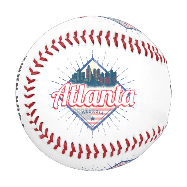 Balle De Baseball Atlanta Georgia United States Retro Skyline (Devant Gauche)