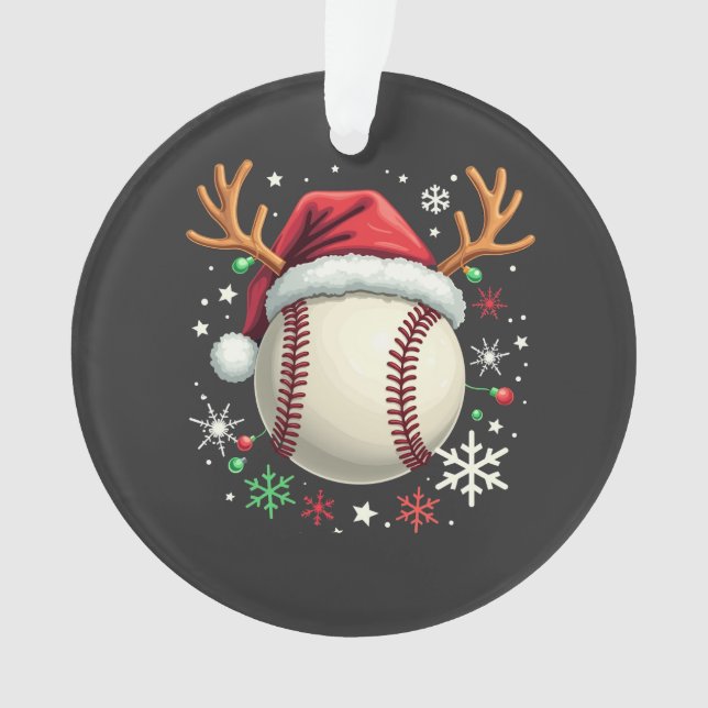 Balle de baseball avec cornes de renne et Noël  (devant)