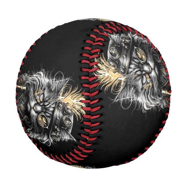 Balle De Baseball Awesome Steampunk Cat  (Angle)