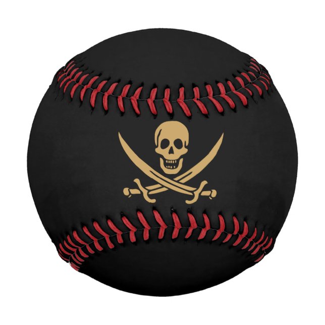Balle De Baseball Aztec Gold Crâne et cutlass Pirate Calico Jack (Devant)