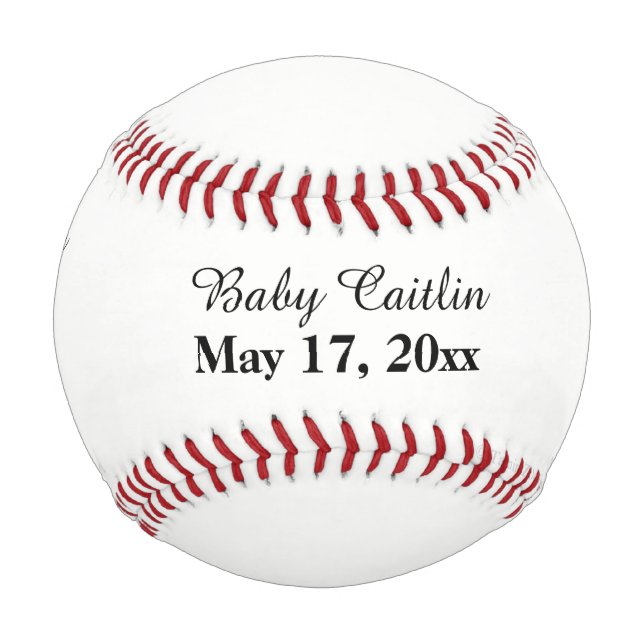 Balle De Baseball Baby Girl Birth Stats Keepsar (Devant)