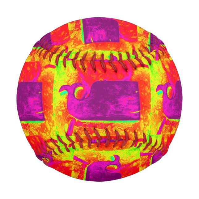 Balle De Baseball baleines violettes jaune Thunder_Cove (Devant)