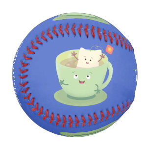 Balle De Baseball Bande dessinée de la tasse de thé mignonne humour