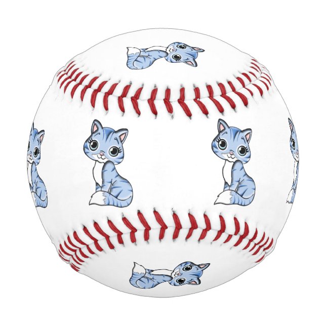 Balle De Baseball Bande dessinée mignonne de chat bleu (Devant)