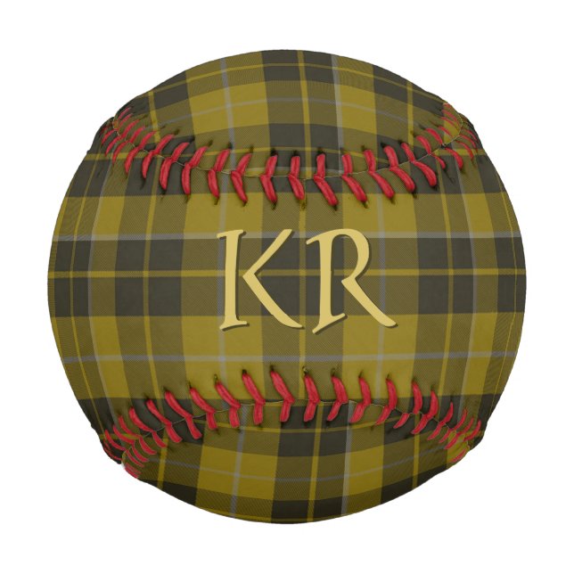 Balle De Baseball Barclay Tartan avec vos initiales, Scottish Plaid (Devant)
