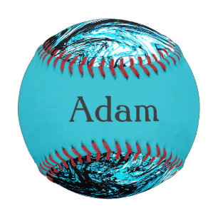 Balle De Baseball Baseball abstrait Monogram Aqua