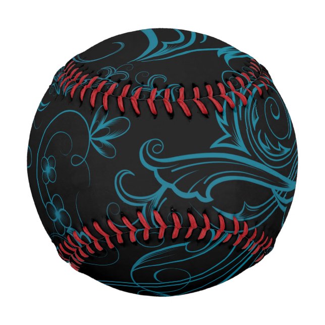 Balle De Baseball Baseball bleu floral (Dos)