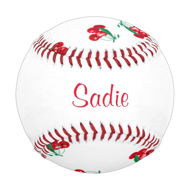 Balle De Baseball Baseball Cerises Nom Personnalisé (Devant)