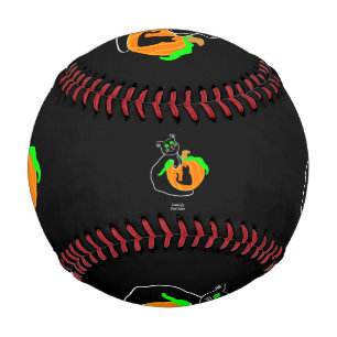 Balle De Baseball Baseball Citrouille de chat noir