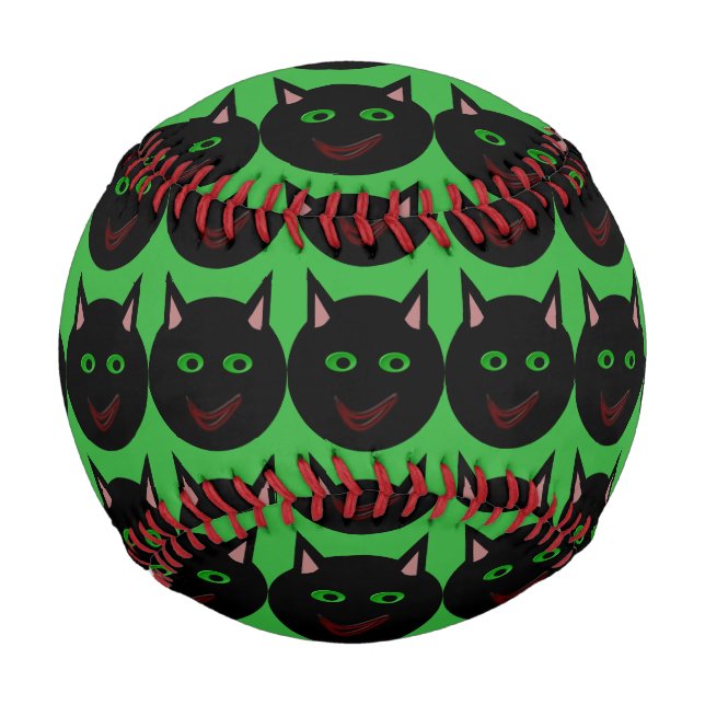 Balle De Baseball Baseball de chat noir d'Halloween (Devant)