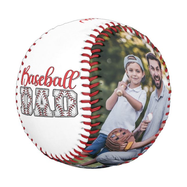 Balle De Baseball Baseball Papa Red Custom Name moderne 2 Photo (Angle)