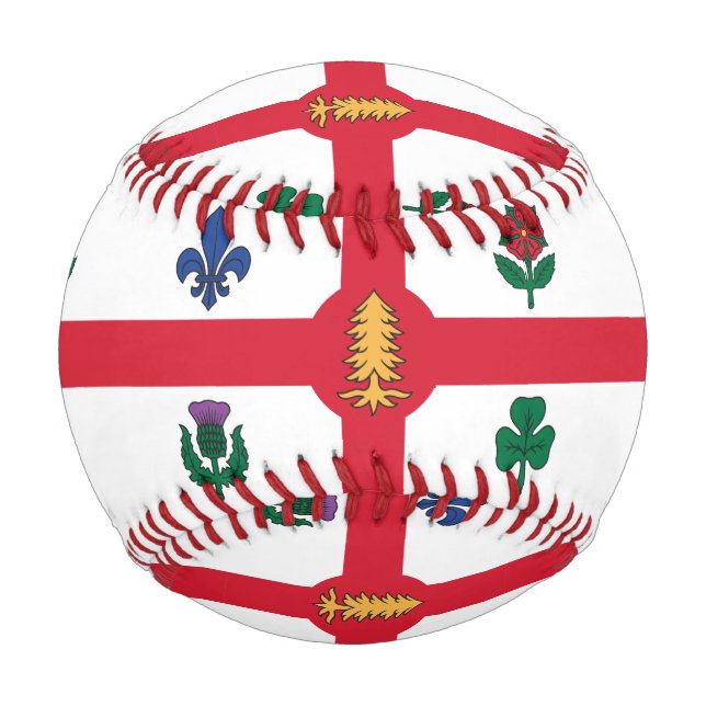 Balle De Baseball Baseball patriotique avec drapeau de Montréal, Can (Devant)